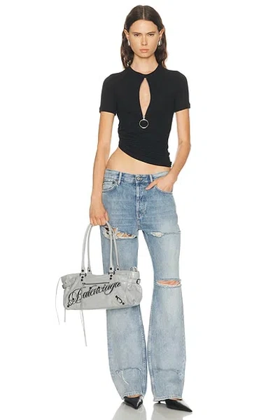 Acne Studios Logo-patch Distressed Jeans In Blue