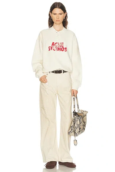 Acne Studios Womens Off White Fern Logo-print Cotton Sweatshirt In Neutral