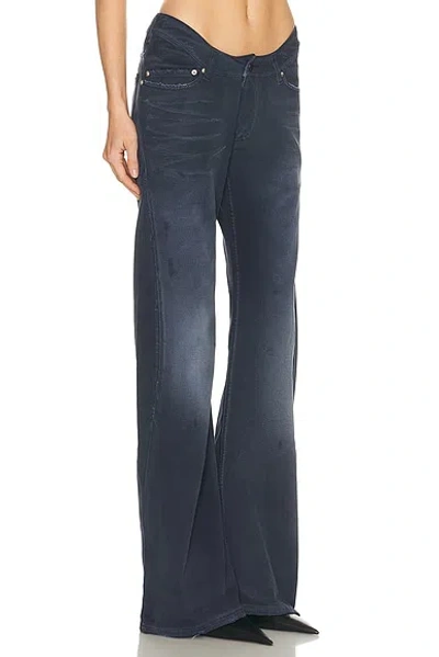 Balenciaga Women Blue Five-pocket Jeans With Curved Waist And Faded Effect In Cotton Woman In Blue