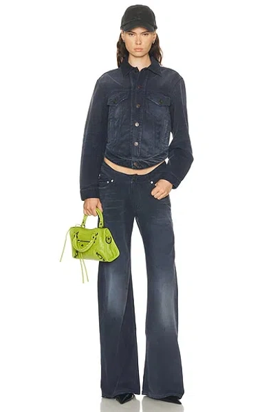 Balenciaga Women Blue Five-pocket Jeans With Curved Waist And Faded Effect In Cotton Woman In Blue