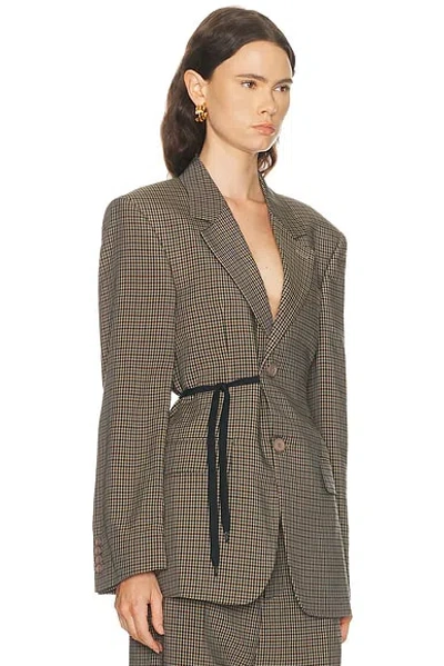 Balenciaga Tailored Wrap Jacket With Checkered Design For Women In Green
