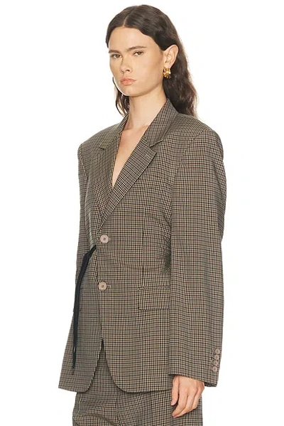 Balenciaga Tailored Wrap Jacket With Checkered Design For Women In Green