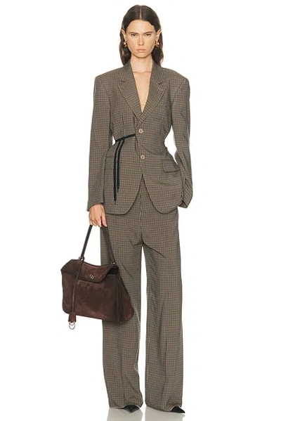 Balenciaga Tailored Wrap Jacket With Checkered Design For Women In Green