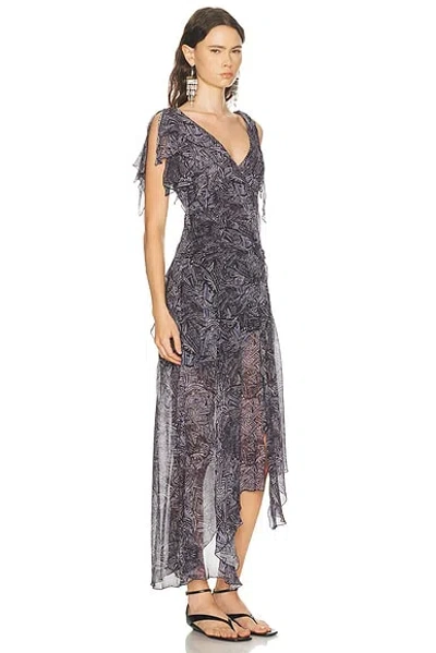 Isabel Marant Womens Faded Night Tylena Printed Ruffle-trim Silk Midi Dress In Multi