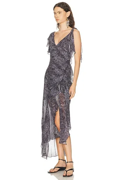 Isabel Marant Womens Faded Night Tylena Printed Ruffle-trim Silk Midi Dress In Multi