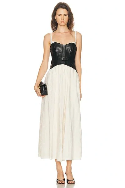 Simkhai Cortland Belted Bustier Midi Dress In Black Multi In Black