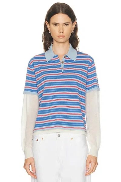 Guest In Residence Lightweight Cashmere Polo Shirt For Women In Blue