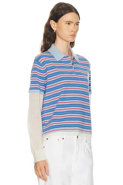 Guest In Residence Lightweight Cashmere Polo Shirt For Women In Blue