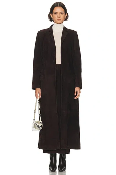 St Agni Suede Tailored Coat In Brown