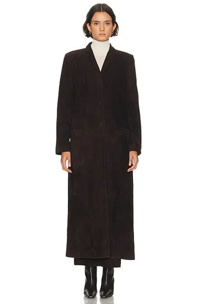 St Agni Suede Tailored Coat In Brown