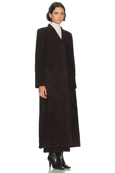St Agni Suede Tailored Coat In Brown