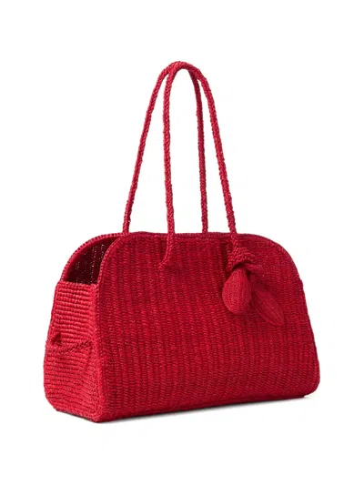 Jacquemus Medium Le Turismo Raffia Shoulder Bag In Burgundy