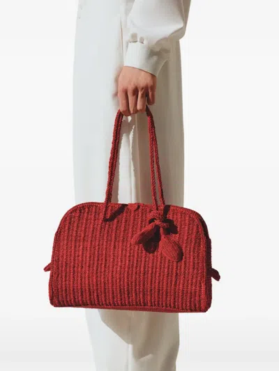 Jacquemus Medium Le Turismo Raffia Shoulder Bag In Burgundy
