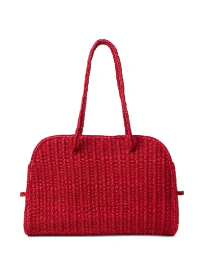 Jacquemus Medium Le Turismo Raffia Shoulder Bag In Burgundy