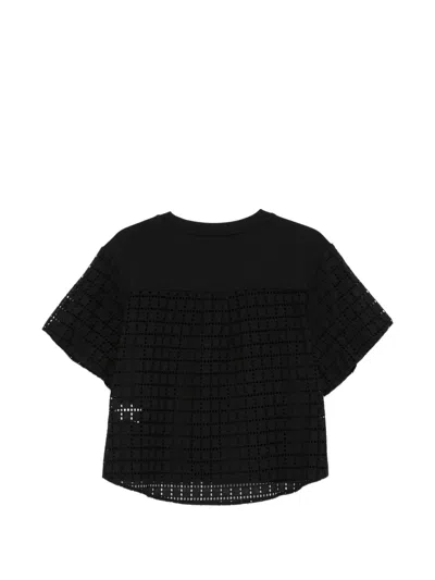 Dkny Openwork Sleeve T-shirt In Blue