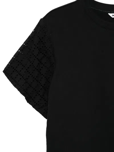 Dkny Openwork Sleeve T-shirt In Blue