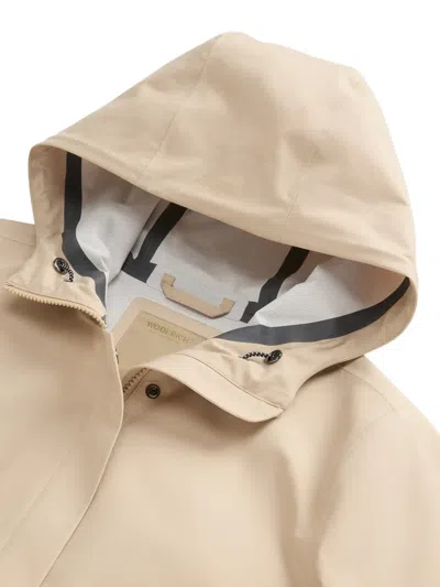 Woolrich Light Stretch Parka Coat In Neutral