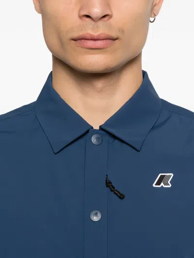 K-way Logo-patch Overshirt In Blue