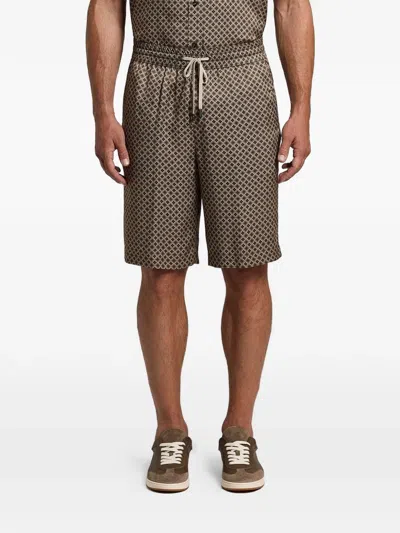 Peserico Drawstring Patterned Shorts In Brown