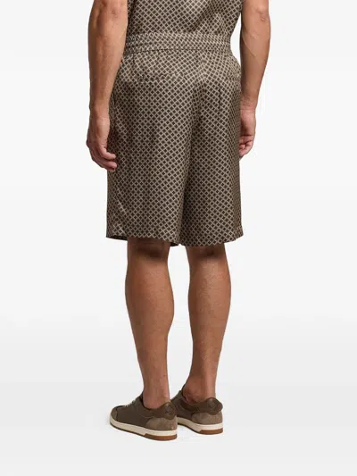 Peserico Drawstring Patterned Shorts In Brown