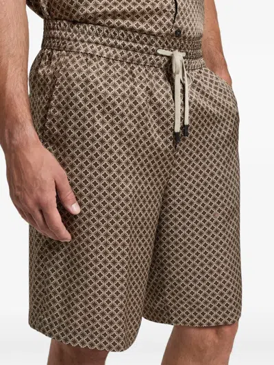 Peserico Drawstring Patterned Shorts In Brown