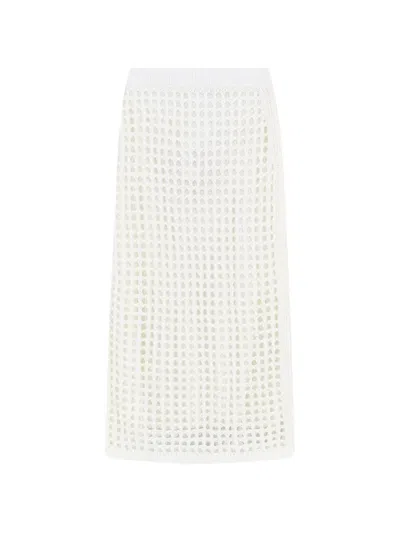 Max Mara Pure Cotton Webbing Mini Skirt With Elasticated Waist In White