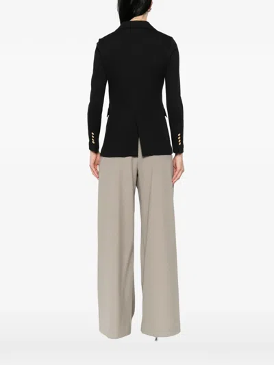 Circolo 1901 Black Solid Notched Lapel Blazer In Black