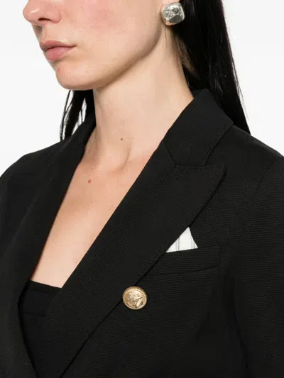 Circolo 1901 Black Solid Notched Lapel Blazer In Black