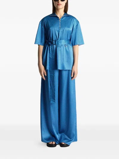 Fusalp Diamond-pattern Zip-neck T-shirt In Blue