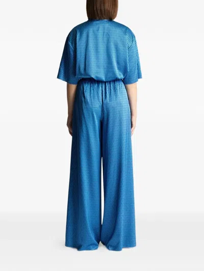 Fusalp Diamond-pattern Zip-neck T-shirt In Blue