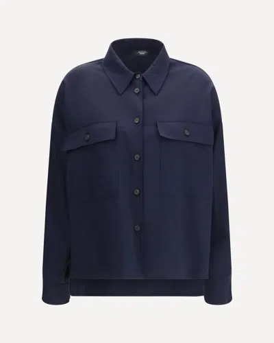 Max Mara Mulino Cropped Shirt Jacket In Blue
