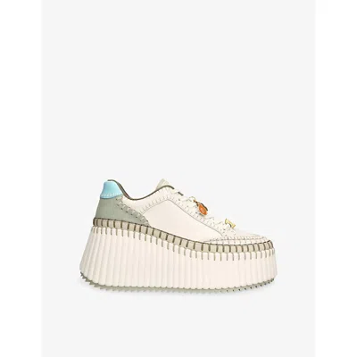 Chloé Nama Patchwork Suede-trimmed Leather Platform Sneakers In Multi