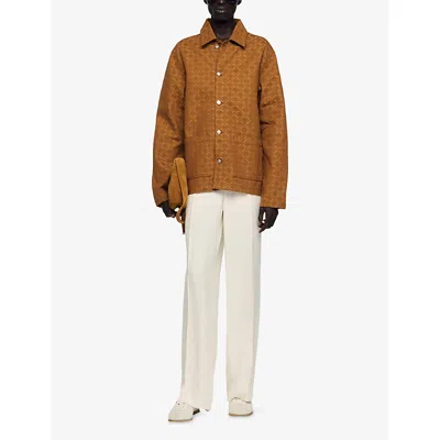 Sandro Button-up Denim Jacket In Brown