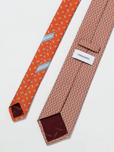 Ferragamo Pelican-print Silk Tie In Gray