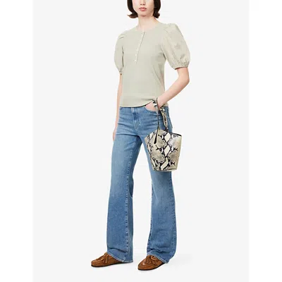 Paige Brandy Puff Sleeve Shirt In Green