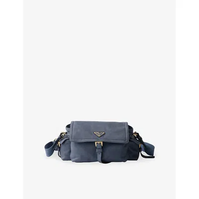 Prada Medium Explore Nappa Leather Shoulder Bag In Blue