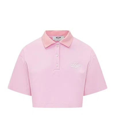 Msgm Collared Polo Top In Multi