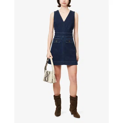 Paige Sylvia Denim Mini Dress Ballast In Blue