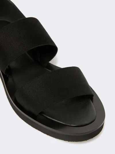 Max Mara Flat Sandals In Leather And Elasticated Webbing In Black