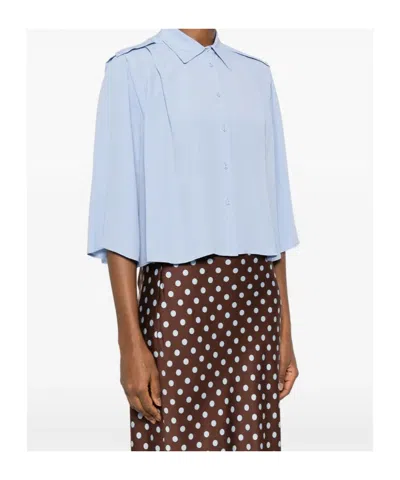 Twinset Button Shoulder Blouse In Blue