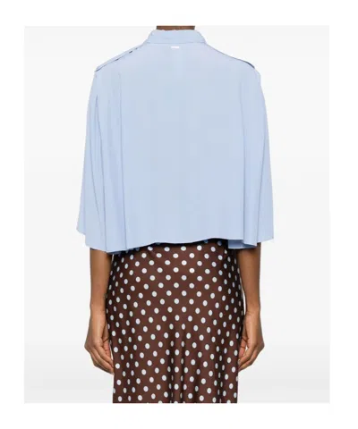 Twinset Button Shoulder Blouse In Blue