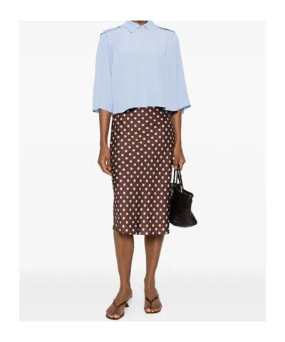 Twinset Button Shoulder Blouse In Blue