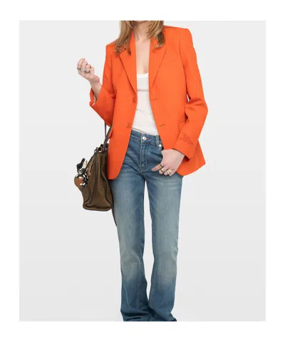 Zadig & Voltaire Womens Tangerine Vanille Single-breasted Woven Blazer In Orange