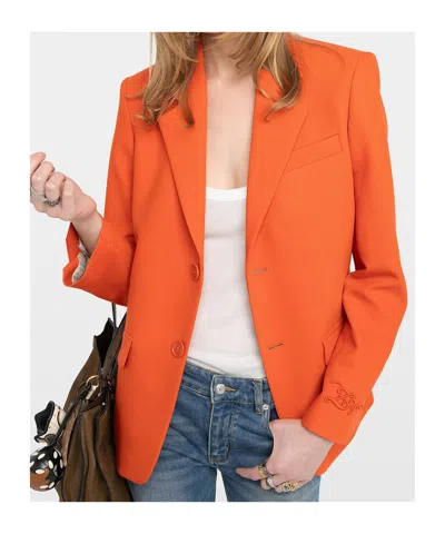 Zadig & Voltaire Womens Tangerine Vanille Single-breasted Woven Blazer In Orange