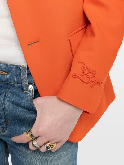 Zadig & Voltaire Womens Tangerine Vanille Single-breasted Woven Blazer In Orange