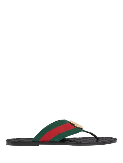 Gucci Web Stripe-embellished Flip Flops In Multi