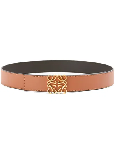 Loewe Men Anagram Reversible Belt In Smooth Calfskin In Brown