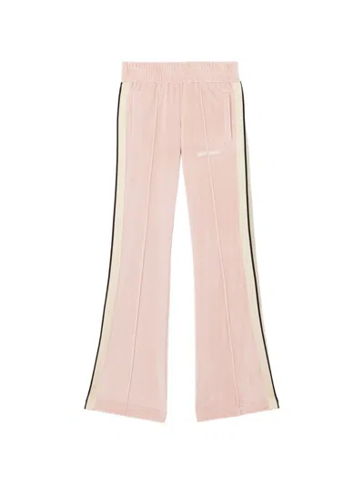 Palm Angels Chenille Track Trousers Flared Leg Stripes In Pink