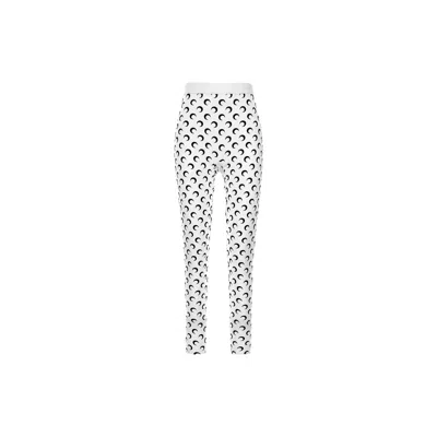 Marine Serre Crescent Moon Lycra Leggings With All-over Logo In White