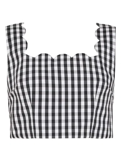 Milly Mia Gingham Sleeveless Top In Black